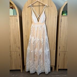 Next White and Cream Backless Floral Dress